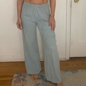 Baby Blue Wide Legged Corduroy Cargo Pants